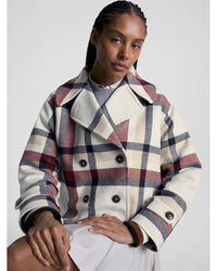 Tommy Women - Wool Blend Check Peacoat in Check - Close View