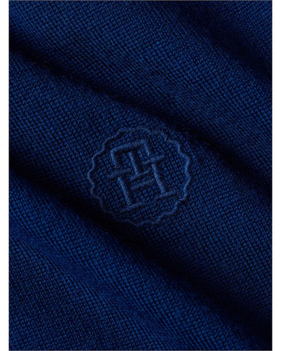Tommy Hilfiger - Merino Wool Crewneck Sweater in Indigo - Logo View