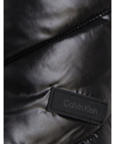 Calvin Klein - Essential Belted Padded Lightweight Maxi Coat in Black - Logo View