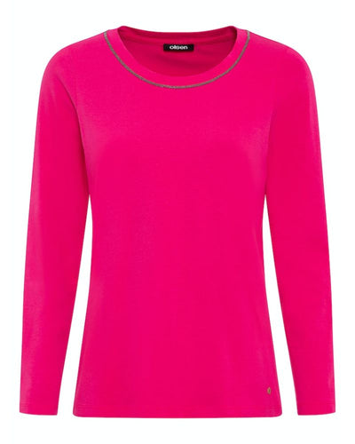 Olsen - Long Sleeve T-Shirt in Pink - Front View