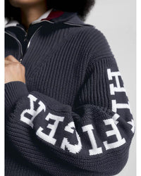 Tommy Hilfiger - Placed Hilfiger 1/2 Zip Sweater in Navy - Close View