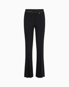 Black kick-flare trousers by Robell Joella with flat waistband and stretch fabric