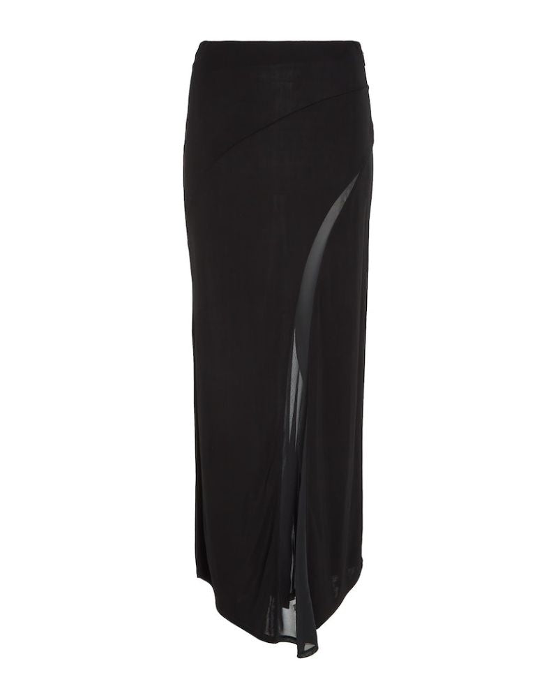 Calvin Klein - Fluid Jersey Panel Skirt in Black - Front View