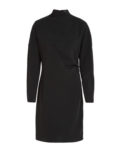 Calvin Klein - Structure Twill LS Shift Dress in Black - Front View