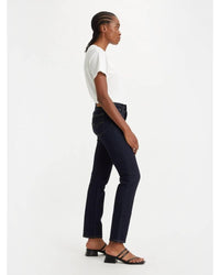 Levi's - High Rise Straight Jeans in Dark Denim - Side View