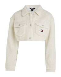Tommy Jeans - Ultra Cropped Sherpa Jacket in Off White - Front View
