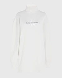Calvin Klein - Monologo Roll Neck Dress in Ivory - Full View