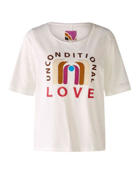 Oui - Love T-Shirt in Off White - Full View