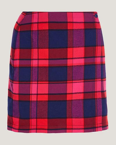 Tommy Jeans - Check Wrap Mini Skirt in Red - Full View