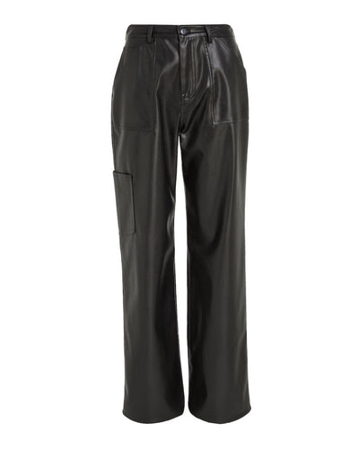 Tommy Jeans - Daisy LR Baggy Pleather Pant in Black - Front View