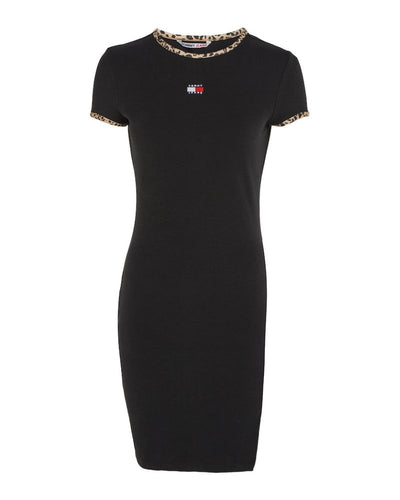 Tommy Jeans - Bodycon Leo Binding Dress in Black - Front View