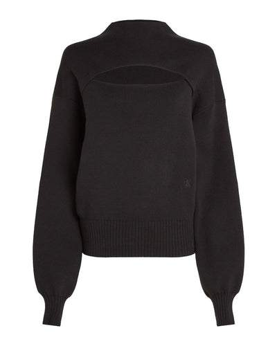 Calvin Klein - Cut Out Loose Sweater in Black - Front View