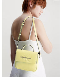 Calvin Klein - Sculpted Boxy Flap Bag in Yellow - Close View