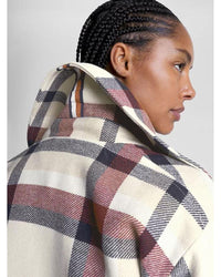 Tommy Women - Wool Blend Check Peacoat in Check - Back View