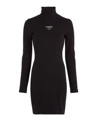 Tommy Jeans - Turtleneck Essential Logo Dress in Black - Front View