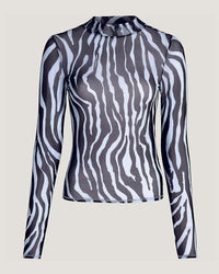 Tommy Jeans - Zebra Mesh Long Sleeve Top in Blue - Full View