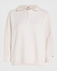 Tommy Hilfiger - Relaxed Texture Patch Polo Sweatshirt in Off White - Full View