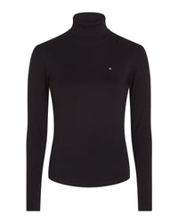 Tommy Hilfiger - Slim 5x2 Rib Roll-Neck Top in Black - Front View