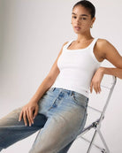 Levi's Essential Ribbed Tank Top bright white model wearing