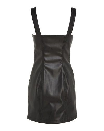 Tommy Jeans - Buckle Pleather Mini Dress in Black - Back View