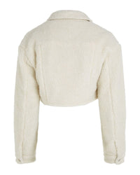 Tommy Jeans - Ultra Cropped Sherpa Jacket in Off White - Back View