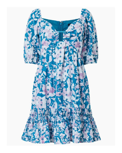 French Connection - Dreanna Cotton Mini Dress in Blue - Full View