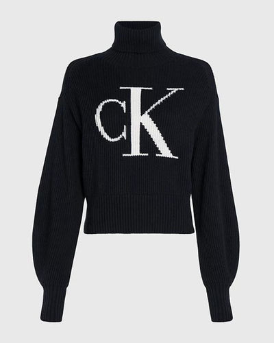 Calvin Klein - Blown Up CK Loose Sweater in Black - Full View
