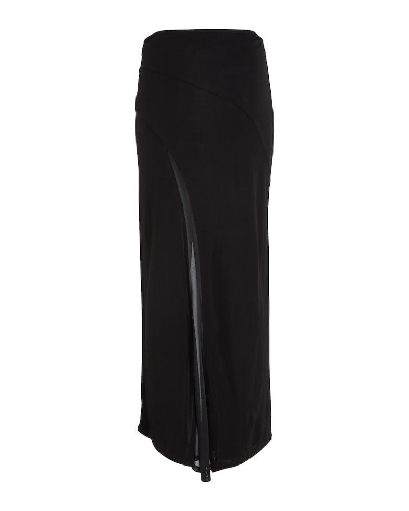 Calvin Klein - Fluid Jersey Panel Skirt in Black - Back View