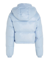 Tommy Jeans - Crop Alaska Puffer Jacket in Baby Blue - Back View