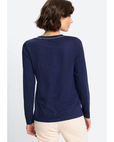 Olsen - Long Sleeve T-Shirt in Navy - Rear View