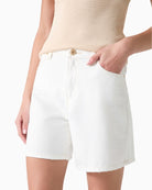 GUESS Super Relaxed Denim Shorts in Natural Wave front pocket detail