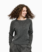 Front view of Access fluffy knit jumper with rhinestones on shoulders