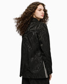 Back view of Black Jacquard Blazer with structured tailoring and smooth finish