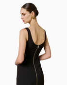 Close-up zipper closure detail on Access dress