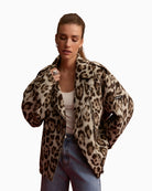 Front view of Alix jaguar jacket with zip closure and front pockets