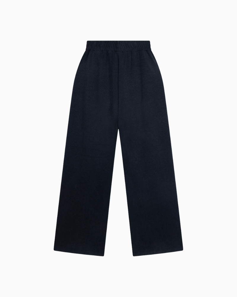 Back view of Alix wide-leg pants in flowy cupro-blend fabric
