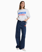 Alix The Label indigo denim pants with wide-leg cut and straight fit