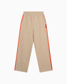 Front view of Alix camel trousers with baggy fit and mid-low waist