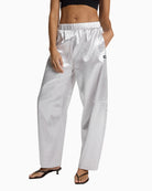 Alix The Label shiny barrel pants silver front view – Áines Boutique