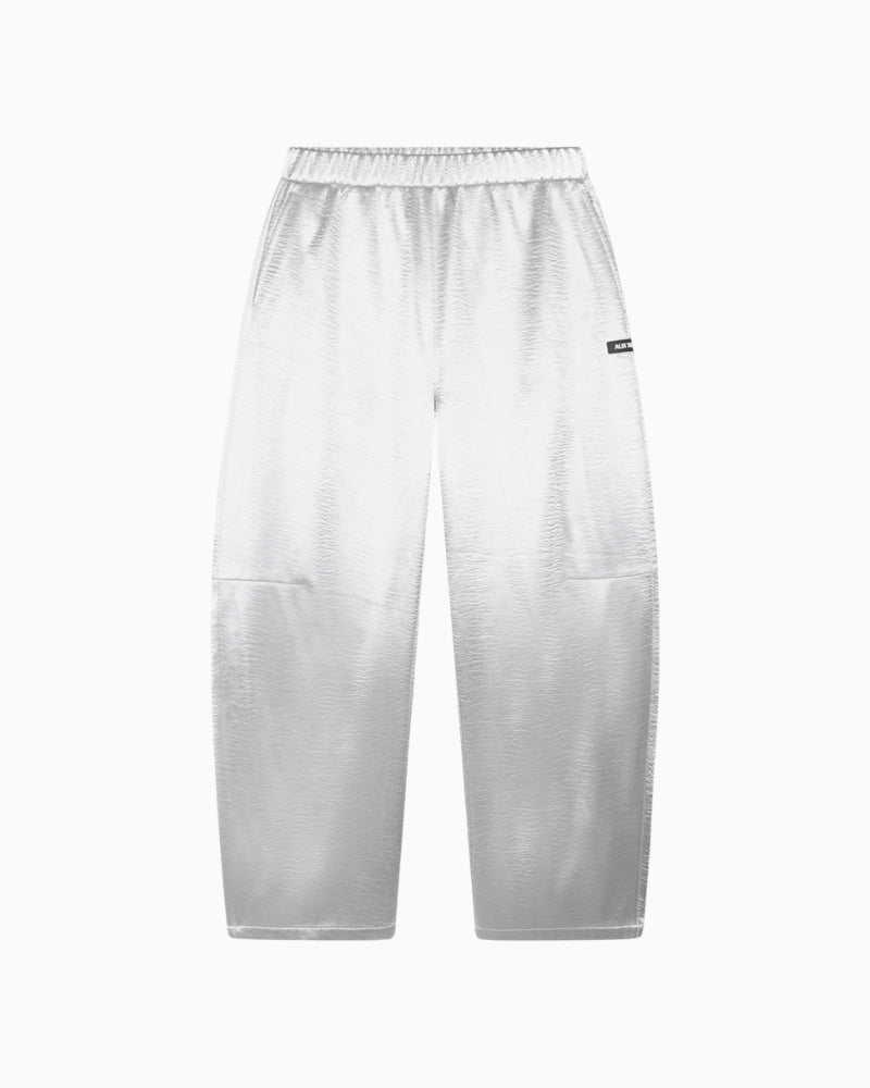 Alix The Label shiny barrel pants silver front on white background – Áines Boutique