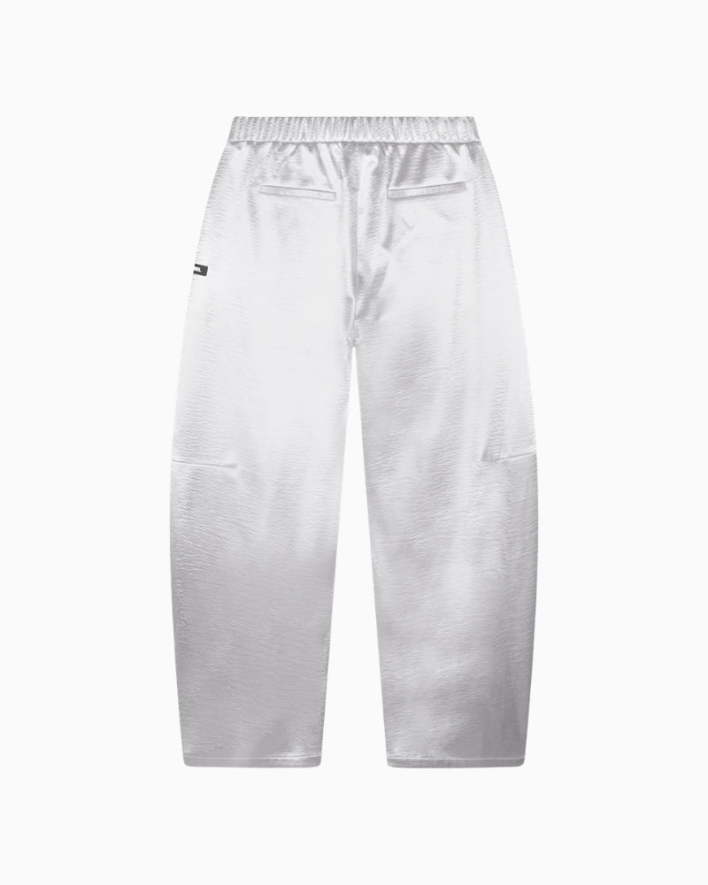 Alix The Label shiny barrel pants silver front on white background – Áines Boutique