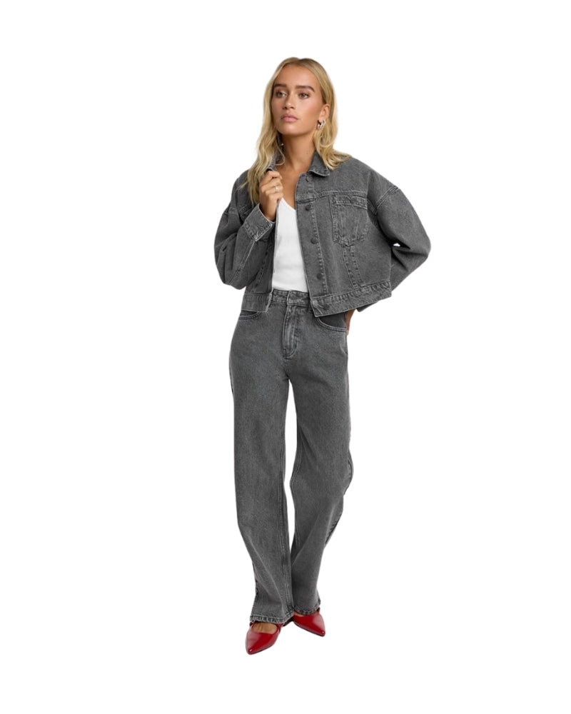 Alix The Label - Cropped Tape Denim Jacket