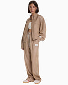 Alix The Label 2 tone jacket camel back view with bull detail