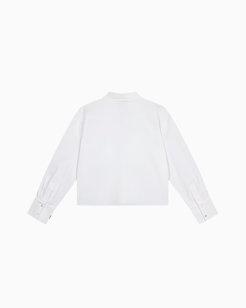 Back view of Alix The Label cropped shirt showing clean, minimal finish