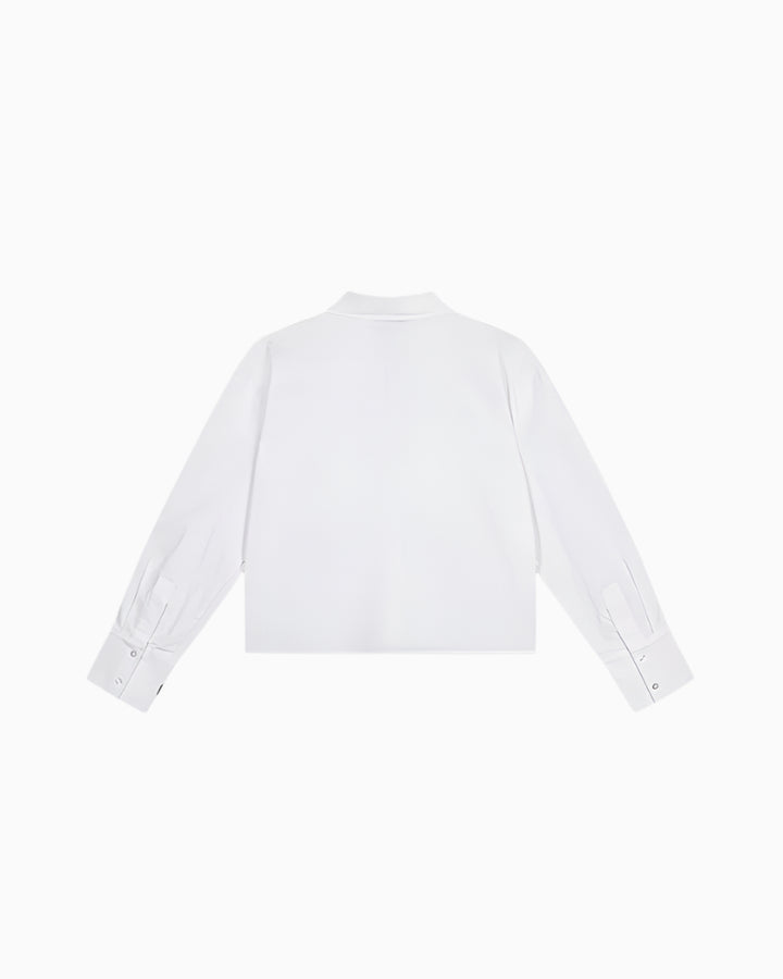 Back view of Alix The Label cropped shirt showing clean, minimal finish