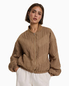 Alix The Label Plissé Bomber camel front view