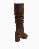 Back view of Alpe tall boot with low block heel and smooth finish