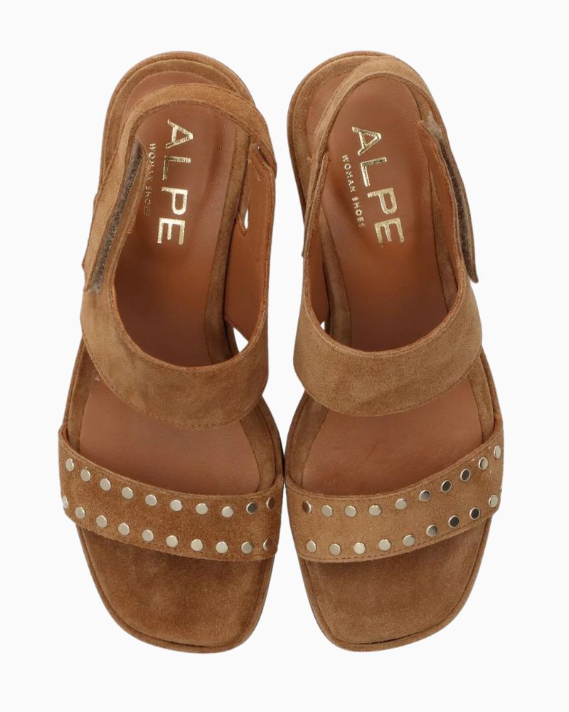 Close-up of Alpe Sena sandals with hook-and-loop strap and cushioned insole