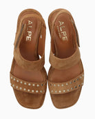 Close-up of Alpe Sena sandals with hook-and-loop strap and cushioned insole