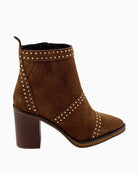 Alpe brown suede ankle boot with silver studs